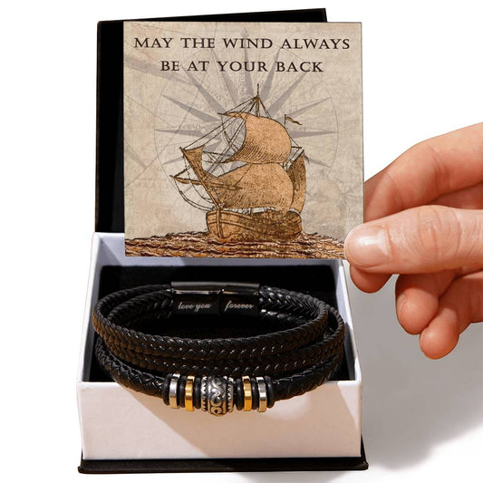 Mens Blessing Bracelet - May The Wind Always Be At Your Back - Love You Forever Bangle - The Perfect Keepsake Gift for a Man