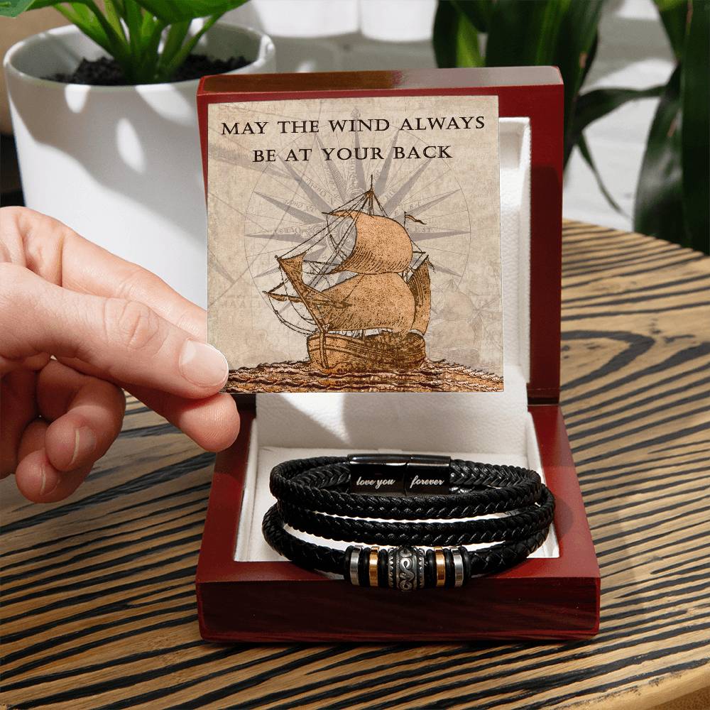 Mens Blessing Bracelet - May The Wind Always Be At Your Back - Love You Forever Bangle - The Perfect Keepsake Gift for a Man