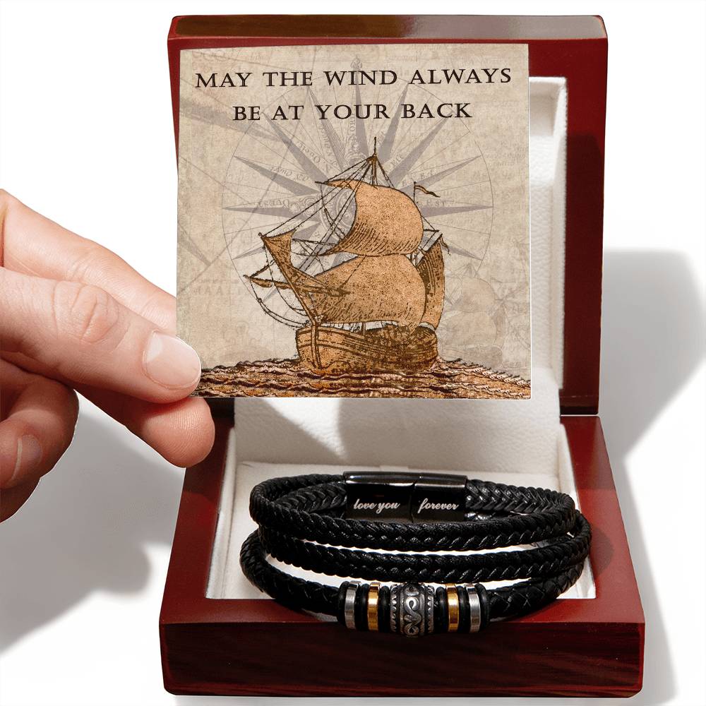 Mens Blessing Bracelet - May The Wind Always Be At Your Back - Love You Forever Bangle - The Perfect Keepsake Gift for a Man