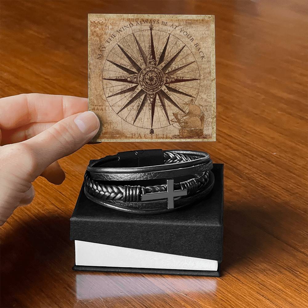 Mens Blessing Bracelet  - May The Wind Always Be At Your Back Faith Good Luck