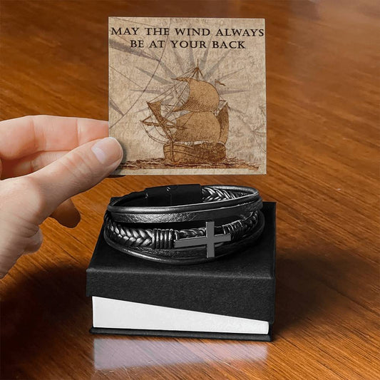 Mens Blessing Bracelet - May The Wind Always Be At Your Back - Faith Good Luck - The Perfect Keepsake