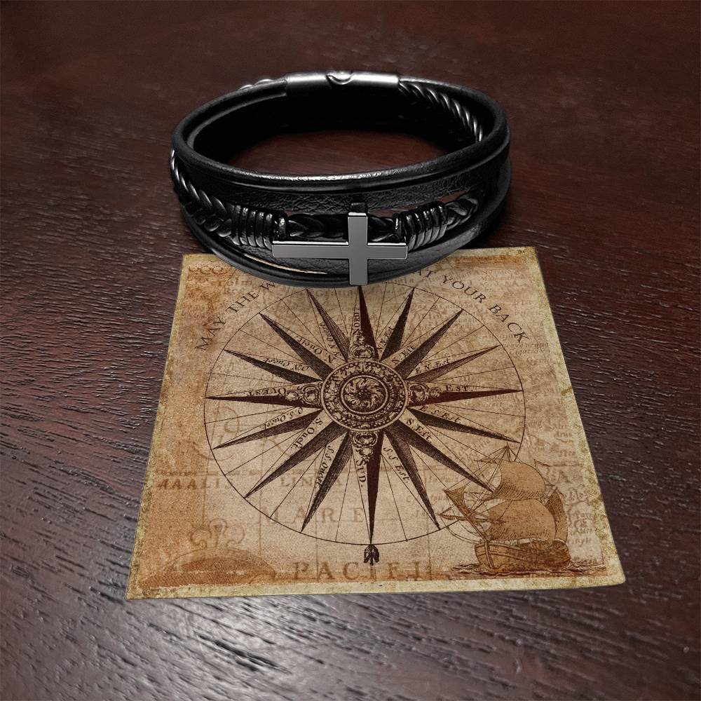 Mens Blessing Bracelet  - May The Wind Always Be At Your Back Faith Good Luck