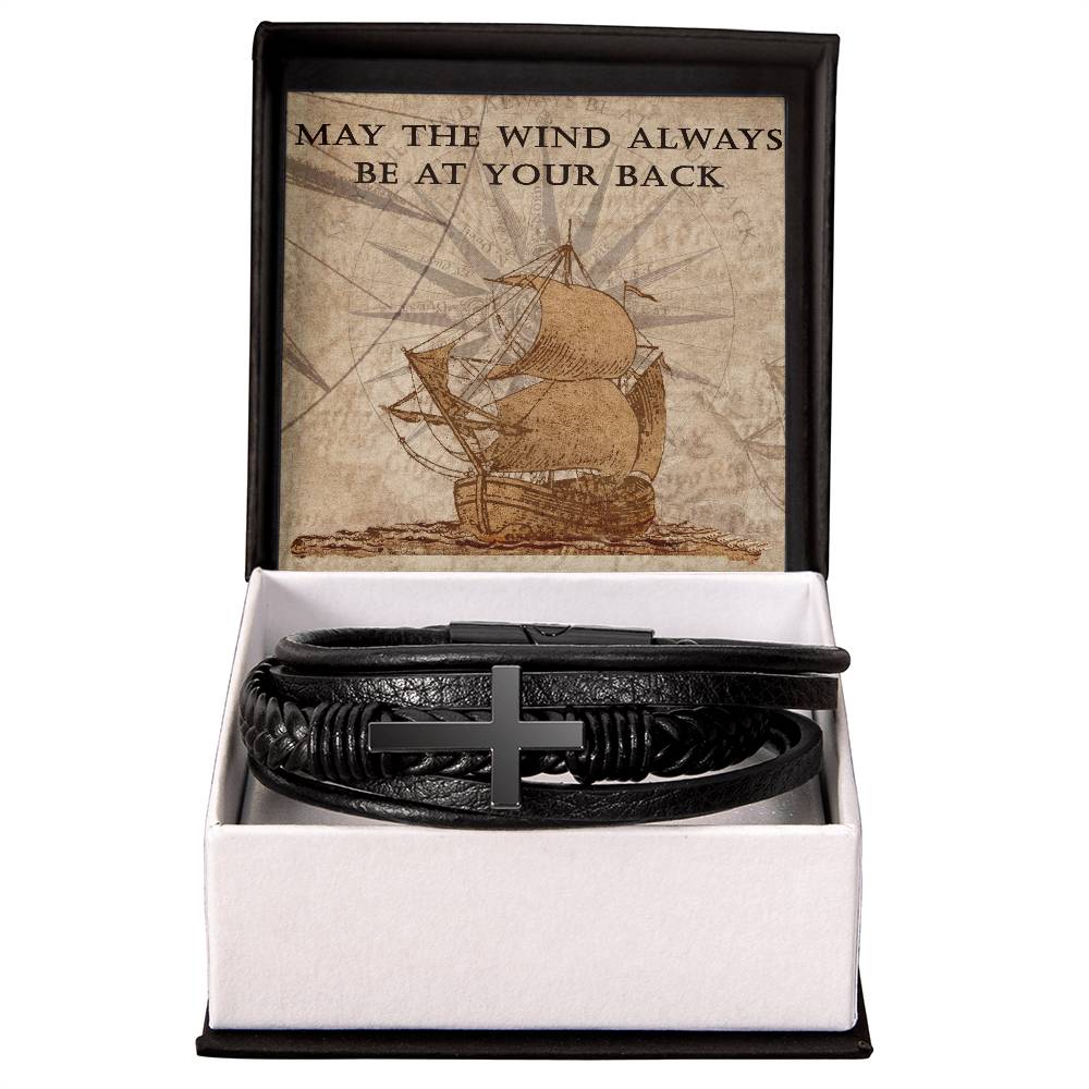Mens Blessing Bracelet - May The Wind Always Be At Your Back - Faith Good Luck - The Perfect Keepsake