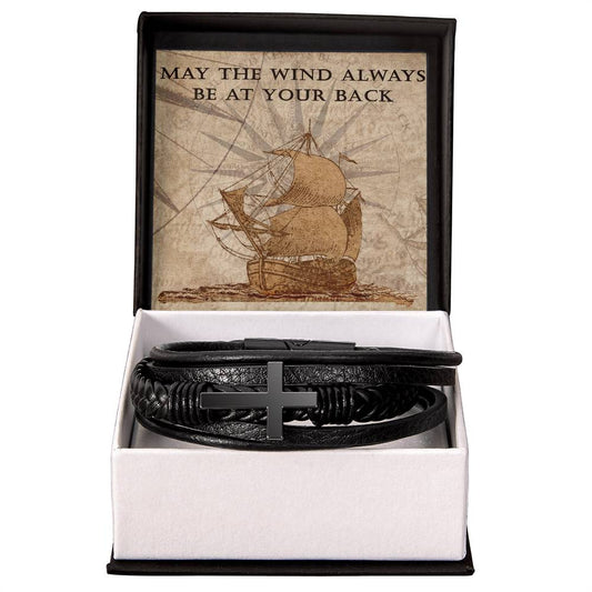 Mens Blessing Bracelet - May The Wind Always Be At Your Back - Faith Good Luck - The Perfect Keepsake