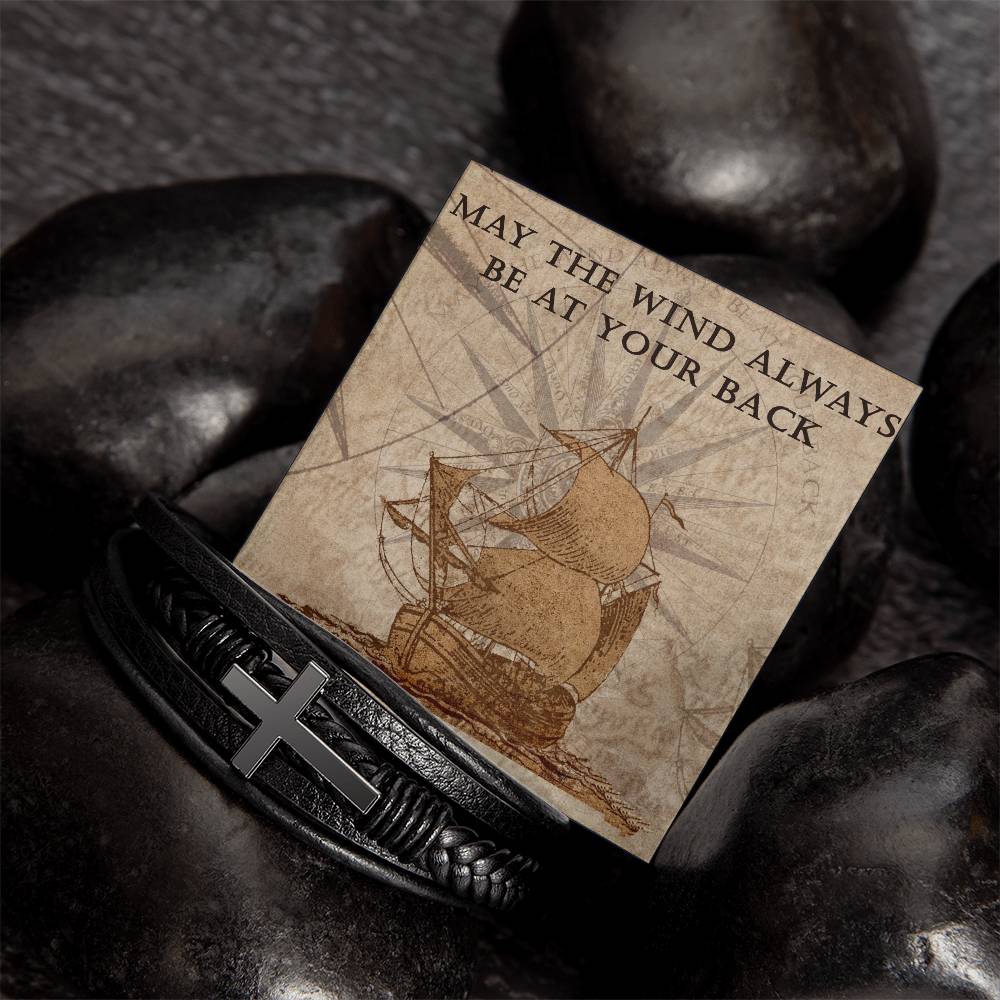 Mens Blessing Bracelet - May The Wind Always Be At Your Back - Faith Good Luck - The Perfect Keepsake