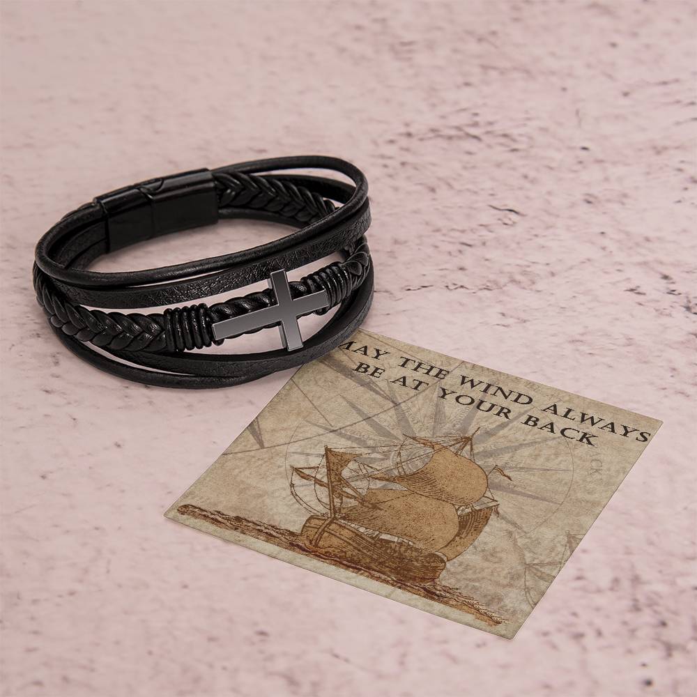 Mens Blessing Bracelet - May The Wind Always Be At Your Back - Faith Good Luck - The Perfect Keepsake