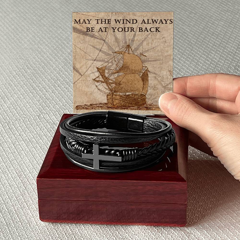 Mens Blessing Bracelet - May The Wind Always Be At Your Back - Faith Good Luck - The Perfect Keepsake