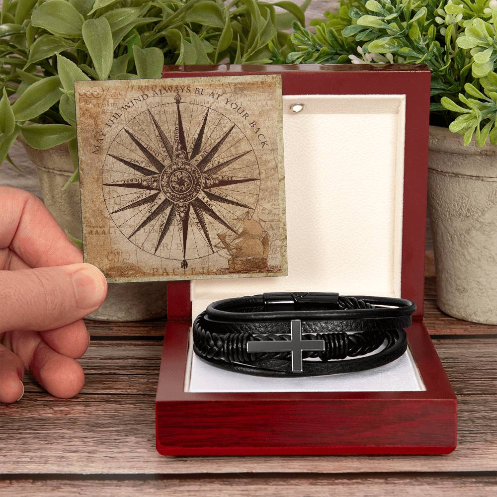 Mens Blessing Bracelet  - May The Wind Always Be At Your Back Faith Good Luck