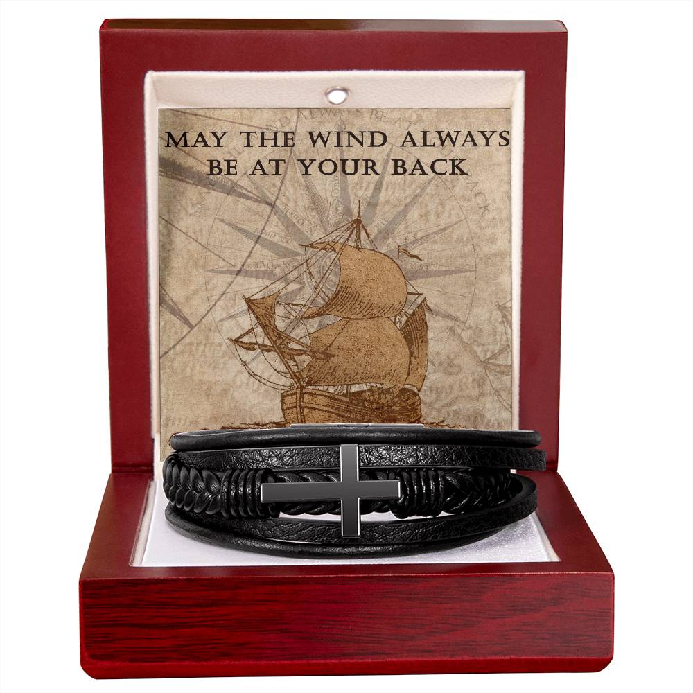 Mens Blessing Bracelet - May The Wind Always Be At Your Back - Faith Good Luck - The Perfect Keepsake