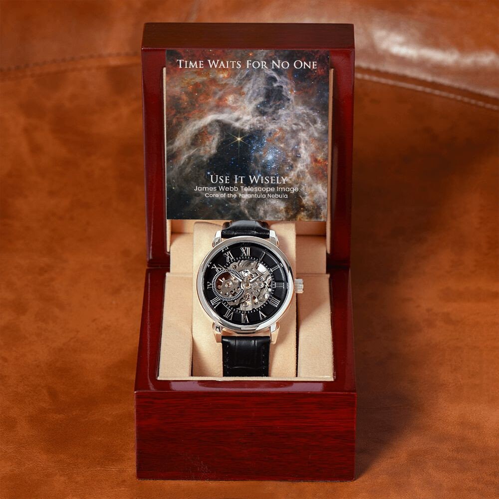 James Webb Space Telescope Collection - Skeleton Watch - Core of the Tarantula Nebula - Time is Finite. Use It Wisely. Perfect gift for him.