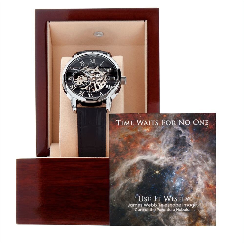 James Webb Space Telescope Collection - Skeleton Watch - Core of the Tarantula Nebula - Time is Finite. Use It Wisely. Perfect gift for him.