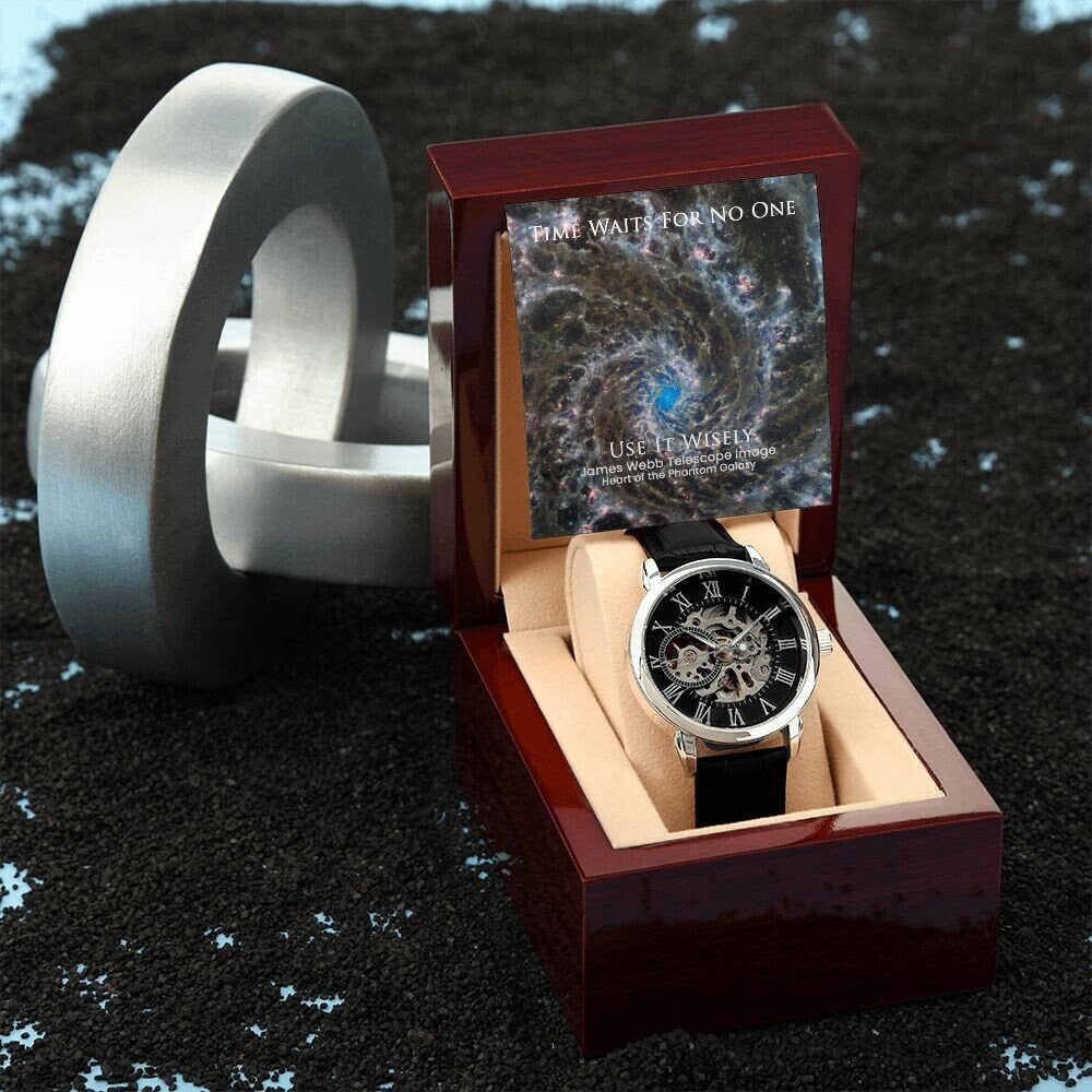 James Webb Space Collection - Skeleton Watch - Heart of the Phantom Galaxy  "Time Waits For No One. Use It Wisely"