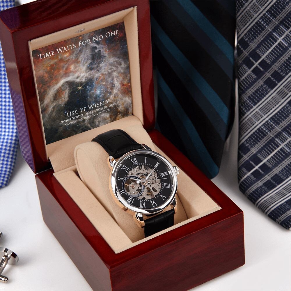 James Webb Space Telescope Collection - Skeleton Watch - Core of the Tarantula Nebula - Time is Finite. Use It Wisely. Perfect gift for him.