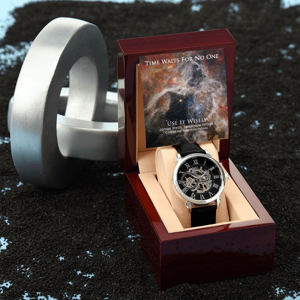 James Webb Space Telescope Collection - Skeleton Watch - Core of the Tarantula Nebula - Time is Finite. Use It Wisely. Perfect gift for him.