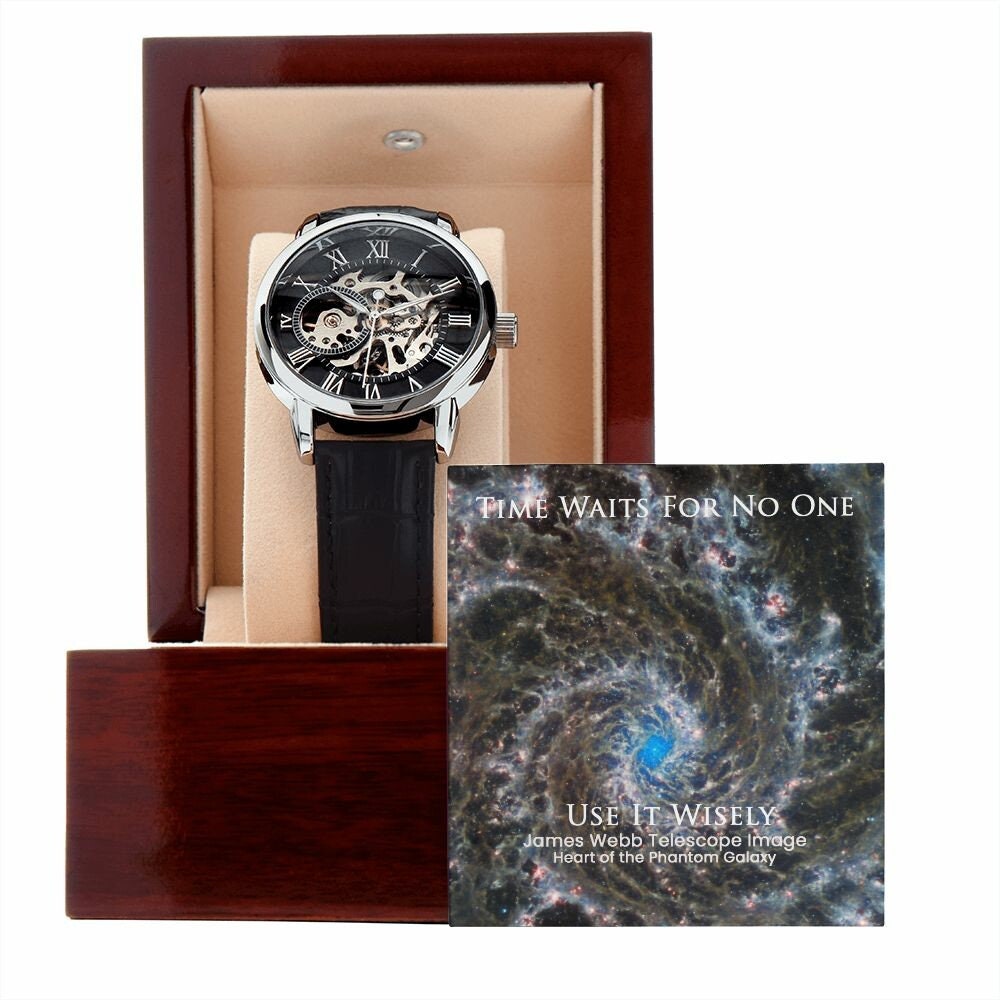 James Webb Space Collection - Skeleton Watch - Heart of the Phantom Galaxy  "Time Waits For No One. Use It Wisely"