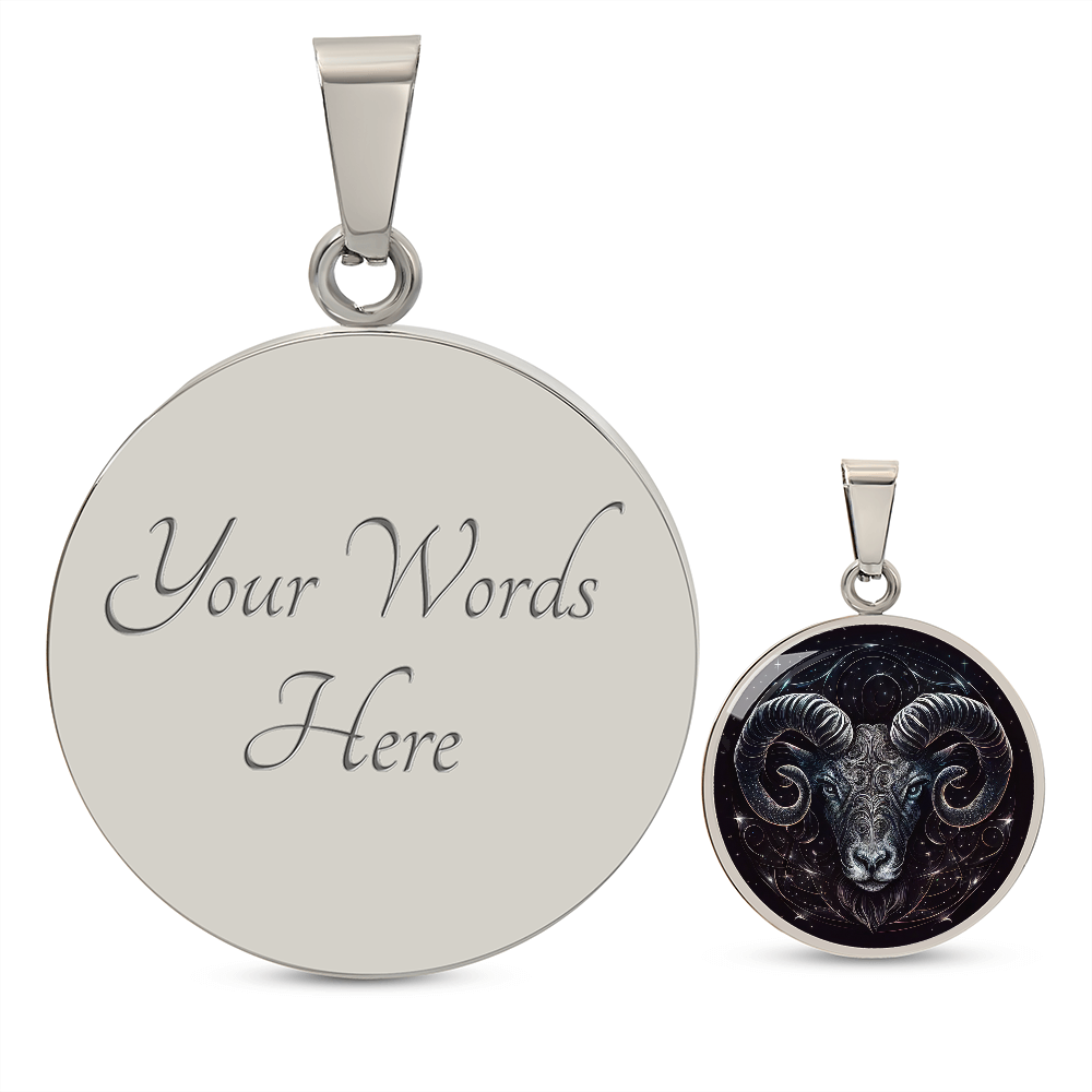 Aries Zodiac Jewelry Pendant Necklace in Liquid Glass - Can be Personalized with Engraving - Horoscope Birthdates March 21 to April 19