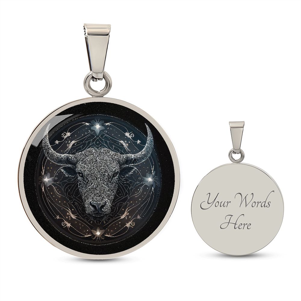 Taurus Zodiac Jewelry Pendant Necklace in Liquid Glass - Can be Personalized with Engraving - Horoscope Birthdates April 20 - May 20