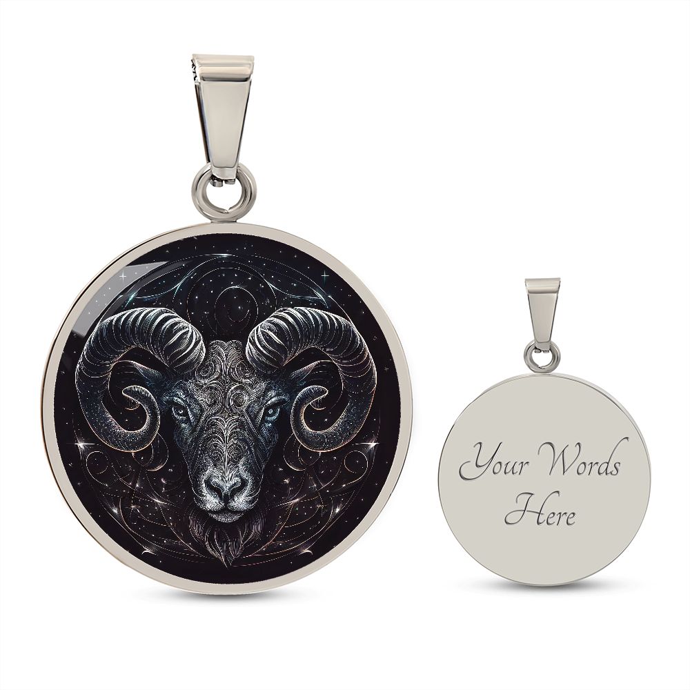 Aries Zodiac Jewelry Pendant Necklace in Liquid Glass - Can be Personalized with Engraving - Horoscope Birthdates March 21 to April 19