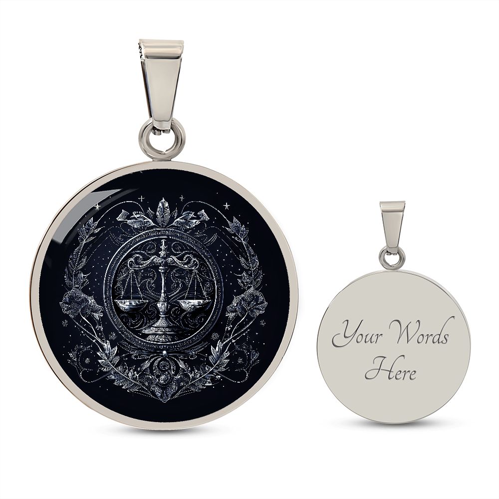 Libra Zodiac Jewelry Pendant Necklace in Liquid Glass - Can be Personalized with Engraving - Horoscope BirthdatesSeptember 22 and October 23