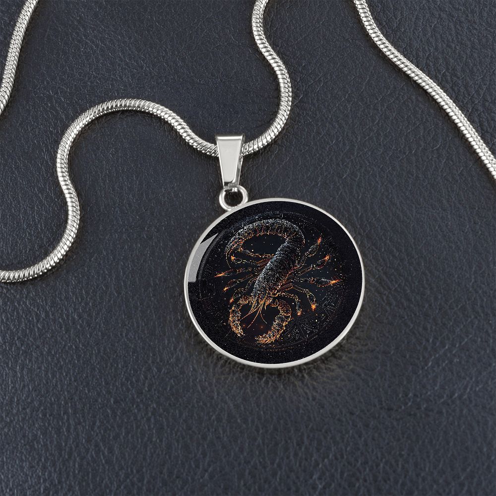Zodiac Scorpio Jewelry Pendant Necklace in Liquid Glass Personalized with Engraving Option  Horoscope Birthdates October 23 to November 21