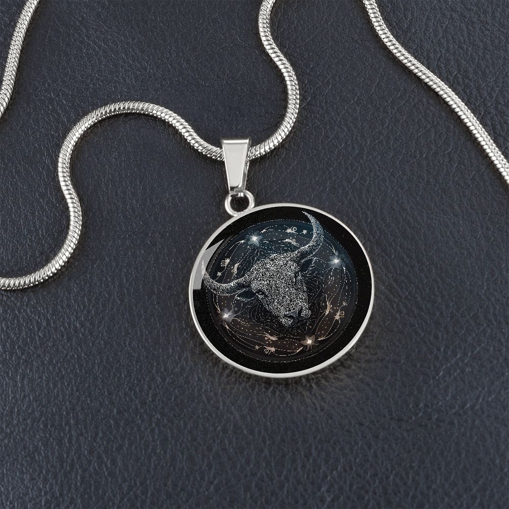 Taurus Zodiac Jewelry Pendant Necklace in Liquid Glass - Can be Personalized with Engraving - Horoscope Birthdates April 20 - May 20