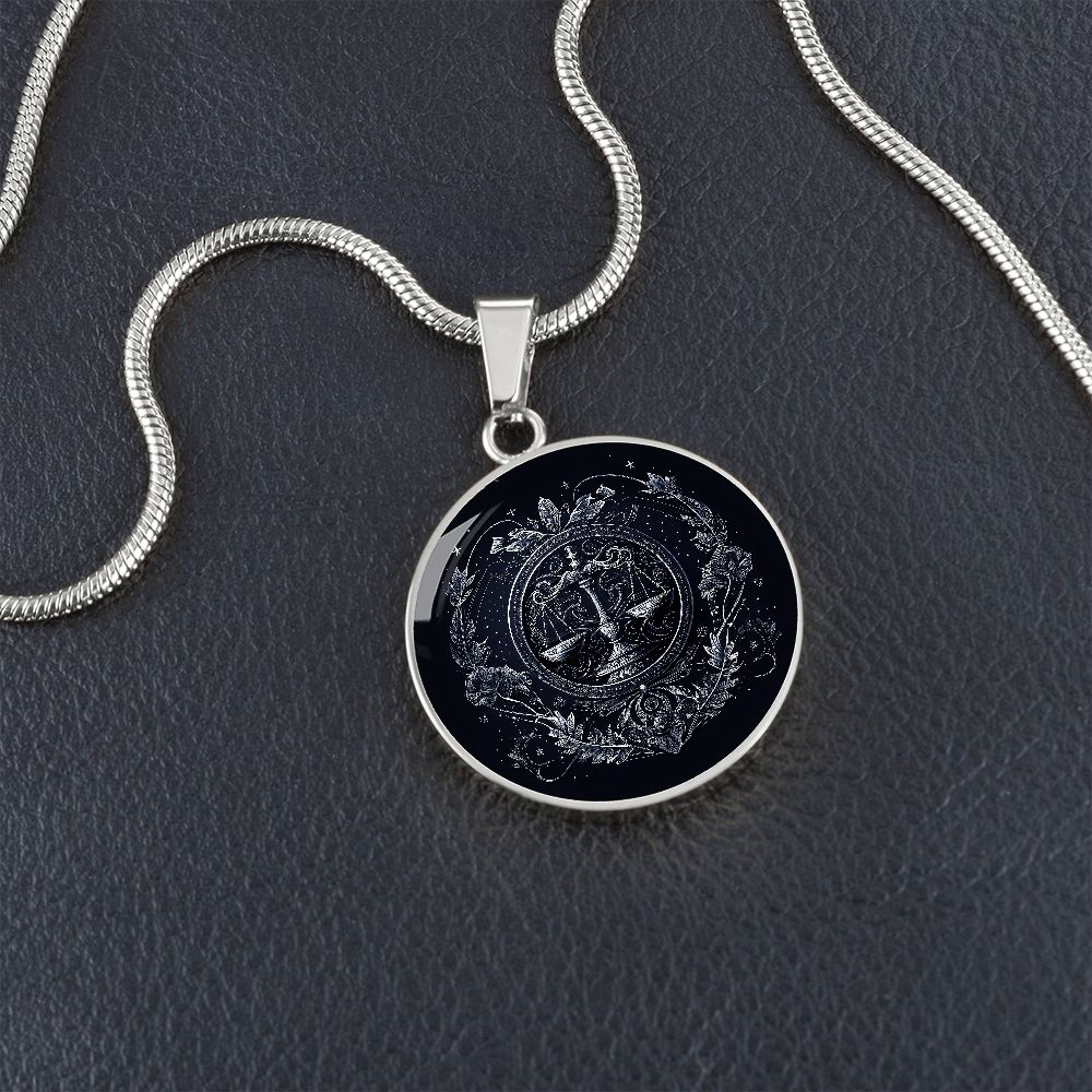 Libra Zodiac Jewelry Pendant Necklace in Liquid Glass - Can be Personalized with Engraving - Horoscope BirthdatesSeptember 22 and October 23