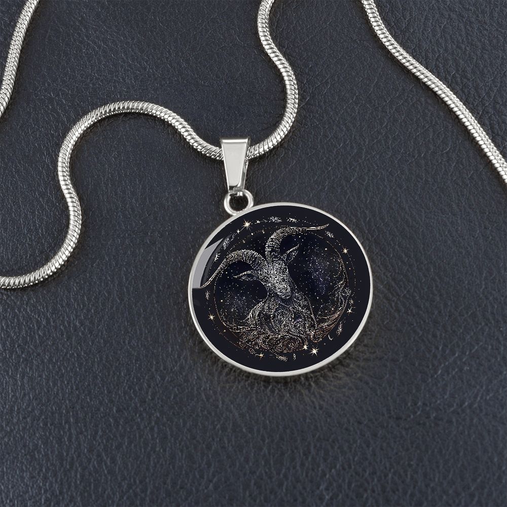 Zodiac Capricorn Jewelry Pendant Necklace in Liquid Glass  Personalized with Engraving Option  Horoscope Birthdates December 22 to January 19