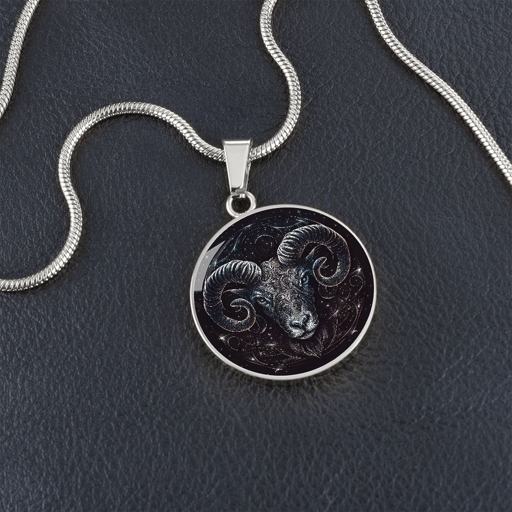 Aries Zodiac Jewelry Pendant Necklace in Liquid Glass - Can be Personalized with Engraving - Horoscope Birthdates March 21 to April 19