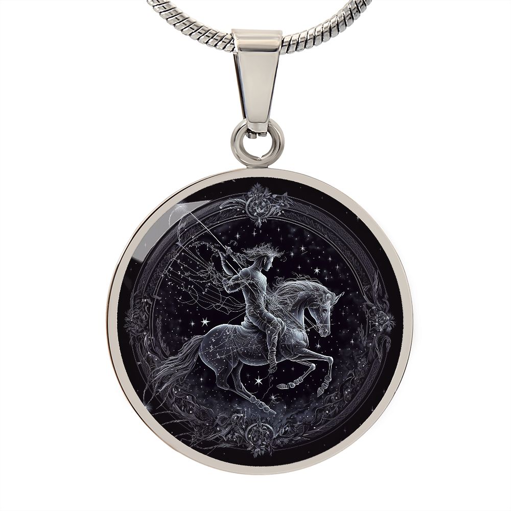 Sagittarius Zodiac Jewelry Pendant Necklace in Liquid Glass - Personalized Engraving Option - Horoscope Birthdates November 22 to December 21.