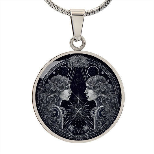 Gemini Zodiac Jewelry Pendant Necklace in Liquid Glass - Can be Personalized with Engraving - Horoscope Birthdates May 21 – June 21