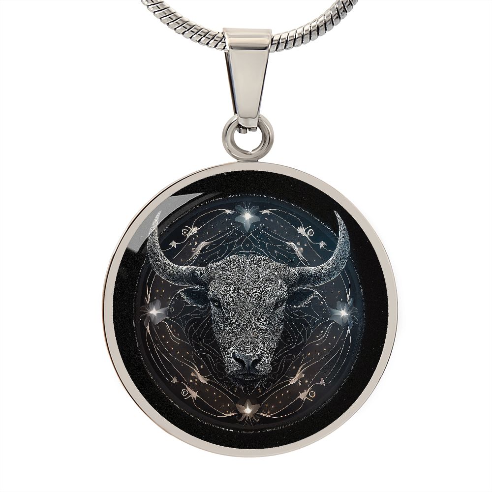 Taurus Zodiac Jewelry Pendant Necklace in Liquid Glass - Can be Personalized with Engraving - Horoscope Birthdates April 20 - May 20