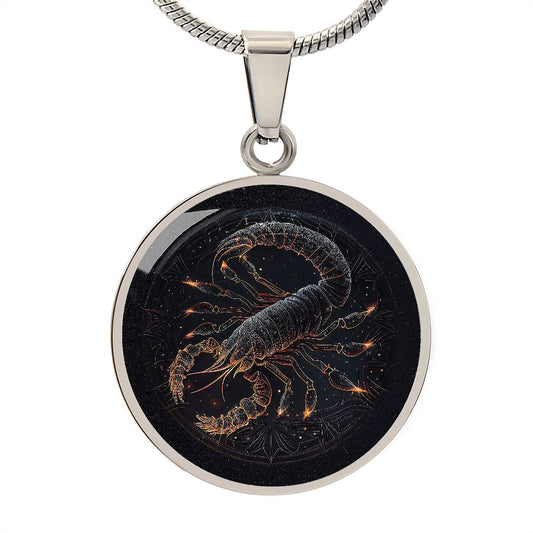 Zodiac Scorpio Jewelry Pendant Necklace in Liquid Glass Personalized with Engraving Option  Horoscope Birthdates October 23 to November 21