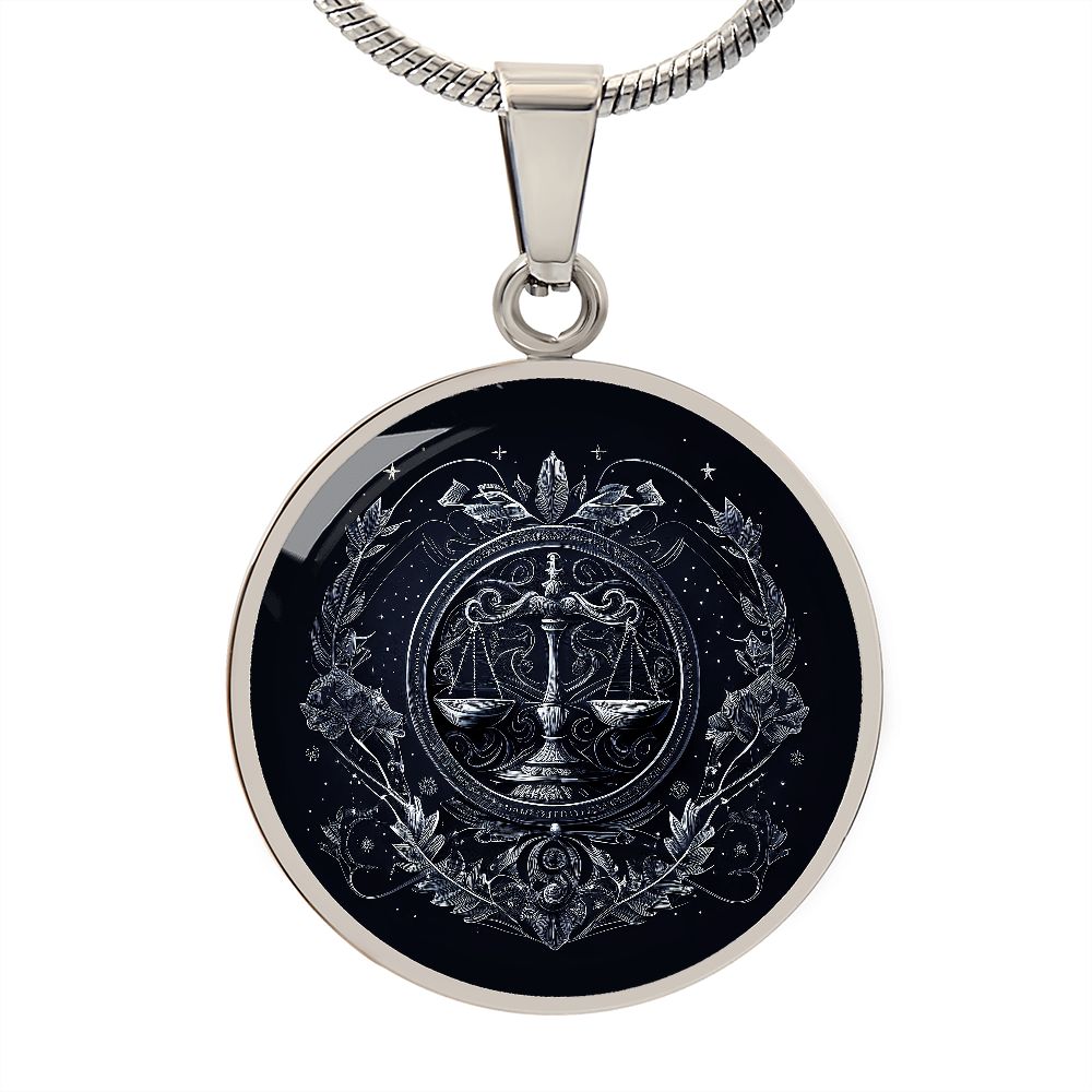 Libra Zodiac Jewelry Pendant Necklace in Liquid Glass - Can be Personalized with Engraving - Horoscope BirthdatesSeptember 22 and October 23