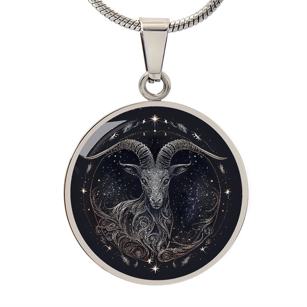 Zodiac Capricorn Jewelry Pendant Necklace in Liquid Glass  Personalized with Engraving Option  Horoscope Birthdates December 22 to January 19