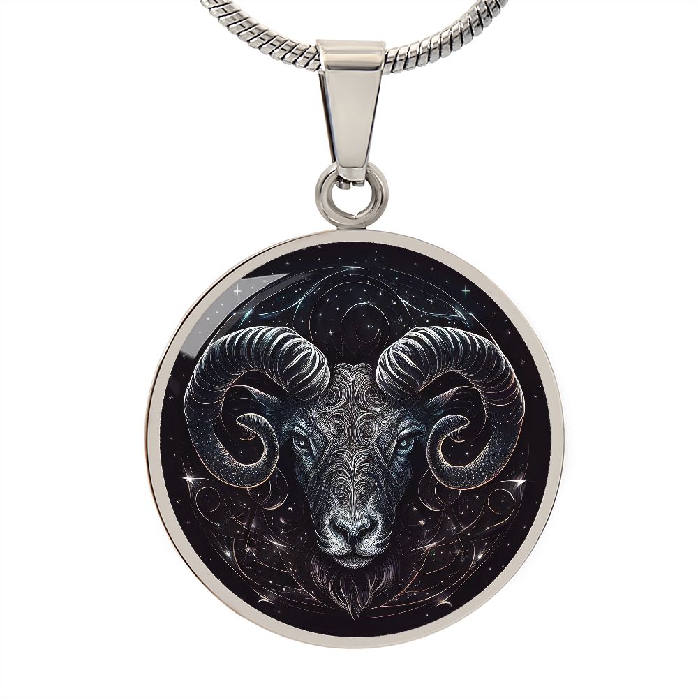 Aries Zodiac Jewelry Pendant Necklace in Liquid Glass - Can be Personalized with Engraving - Horoscope Birthdates March 21 to April 19