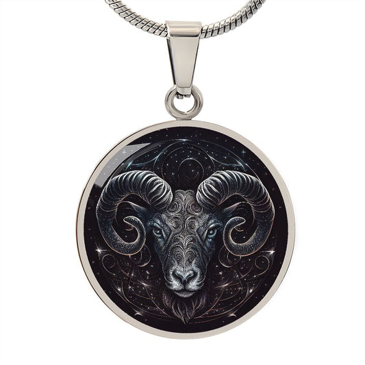 Aries Zodiac Jewelry Pendant Necklace in Liquid Glass - Can be Personalized with Engraving - Horoscope Birthdates March 21 to April 19