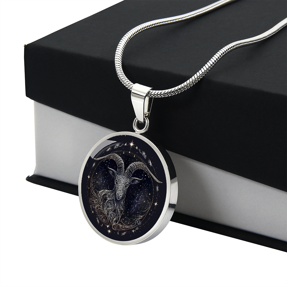 Zodiac Capricorn Jewelry Pendant Necklace in Liquid Glass  Personalized with Engraving Option  Horoscope Birthdates December 22 to January 19