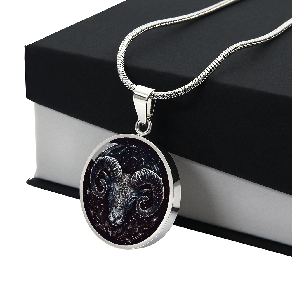 Aries Zodiac Jewelry Pendant Necklace in Liquid Glass - Can be Personalized with Engraving - Horoscope Birthdates March 21 to April 19