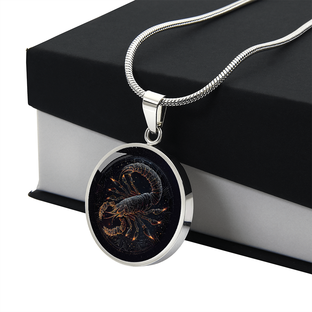Zodiac Scorpio Jewelry Pendant Necklace in Liquid Glass Personalized with Engraving Option  Horoscope Birthdates October 23 to November 21