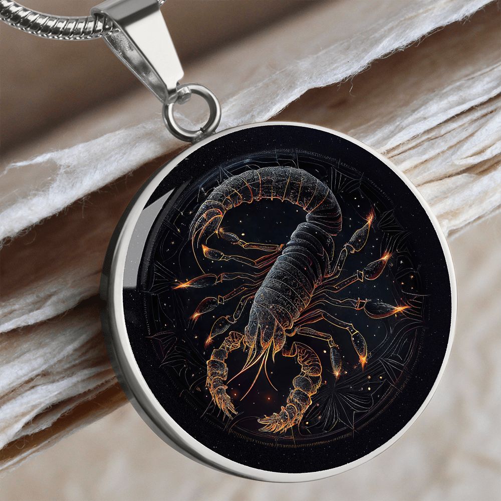Zodiac Scorpio Jewelry Pendant Necklace in Liquid Glass Personalized with Engraving Option  Horoscope Birthdates October 23 to November 21
