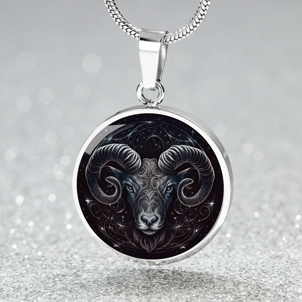 Aries Zodiac Jewelry Pendant Necklace in Liquid Glass - Can be Personalized with Engraving - Horoscope Birthdates March 21 to April 19