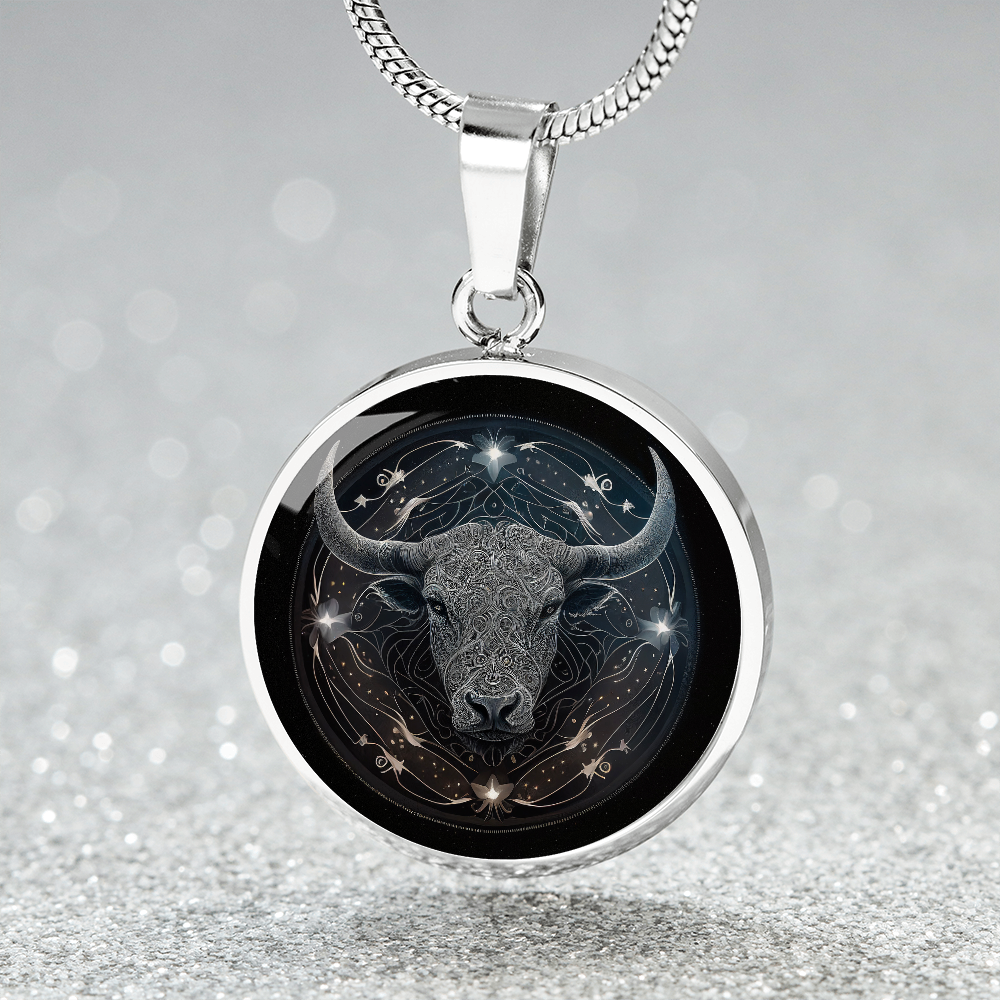 Taurus Zodiac Jewelry Pendant Necklace in Liquid Glass - Can be Personalized with Engraving - Horoscope Birthdates April 20 - May 20