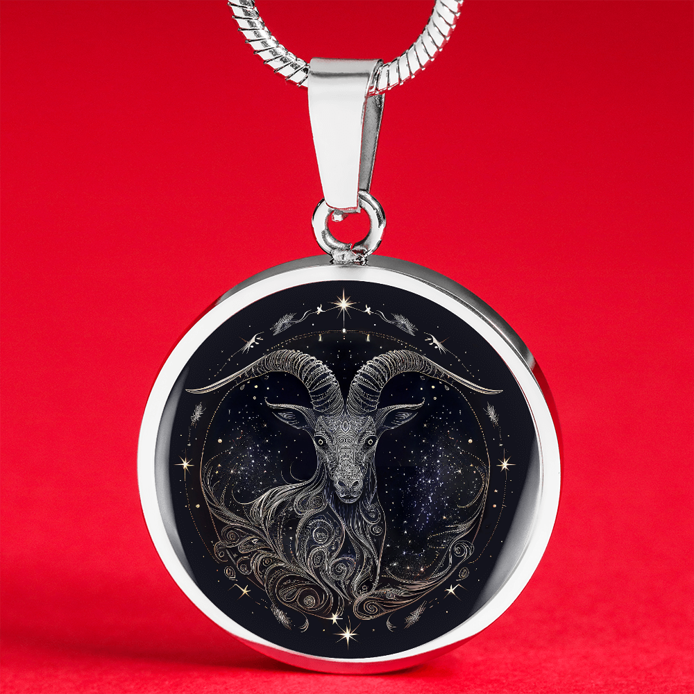 Zodiac Capricorn Jewelry Pendant Necklace in Liquid Glass  Personalized with Engraving Option  Horoscope Birthdates December 22 to January 19