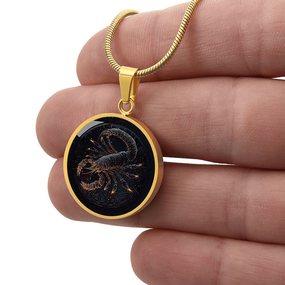 Zodiac Scorpio Jewelry Pendant Necklace in Liquid Glass Personalized with Engraving Option  Horoscope Birthdates October 23 to November 21