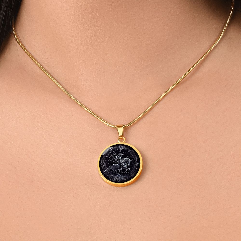 Sagittarius Zodiac Jewelry Pendant Necklace in Liquid Glass - Personalized Engraving Option - Horoscope Birthdates November 22 to December 21.