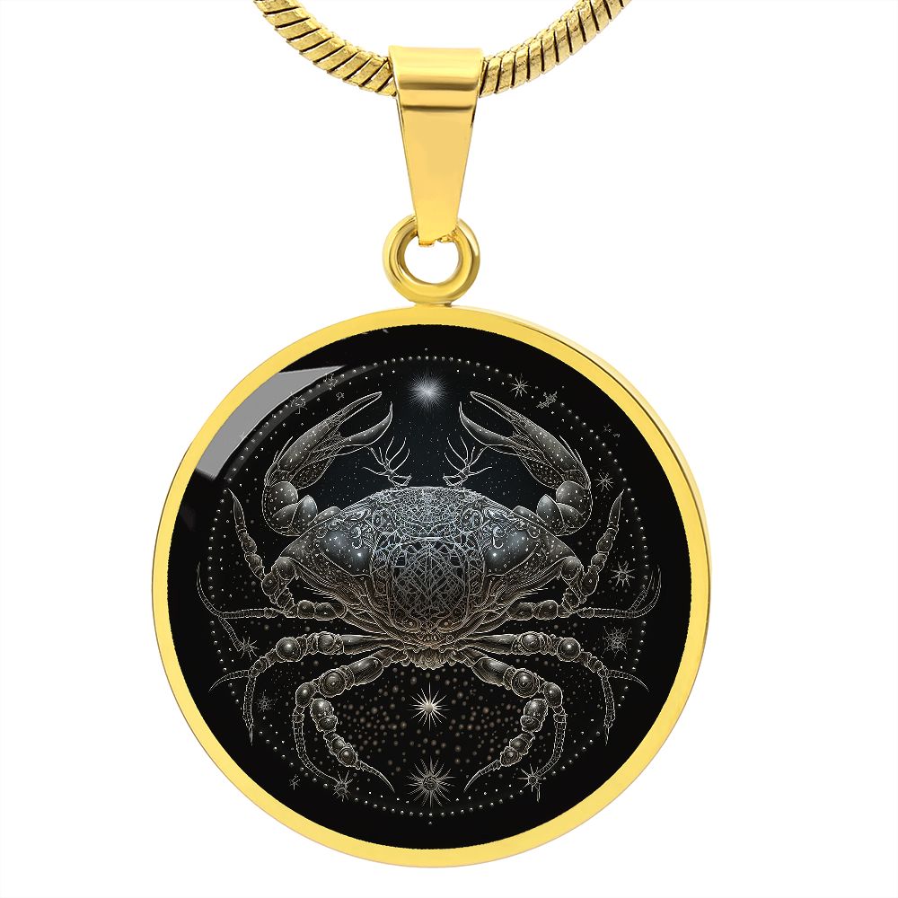 Cancer Zodiac Jewelry Pendant Necklace in Liquid Glass - Personalized Engraving Option - Horoscope Birthdates June 21 - July 22