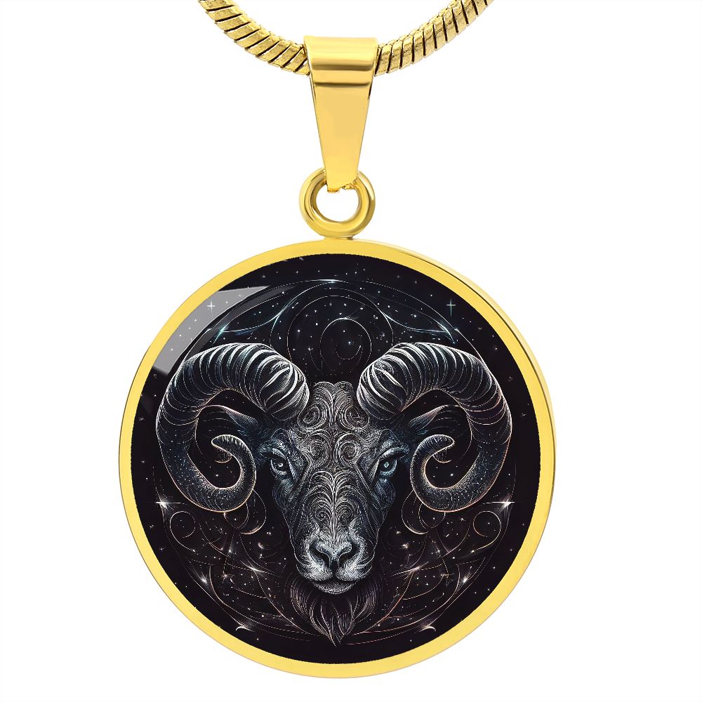 Aries Zodiac Jewelry Pendant Necklace in Liquid Glass - Can be Personalized with Engraving - Horoscope Birthdates March 21 to April 19