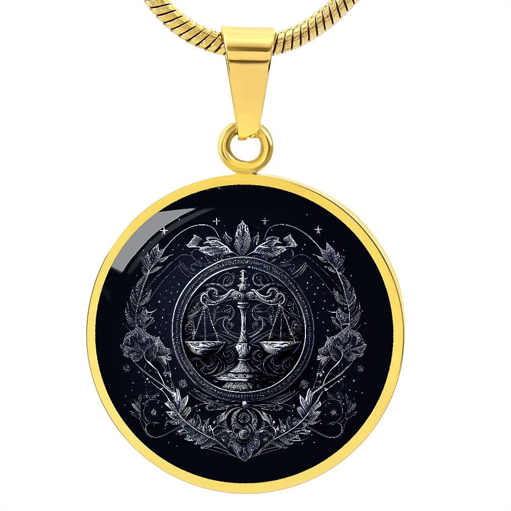 Libra Zodiac Jewelry Pendant Necklace in Liquid Glass - Can be Personalized with Engraving - Horoscope BirthdatesSeptember 22 and October 23