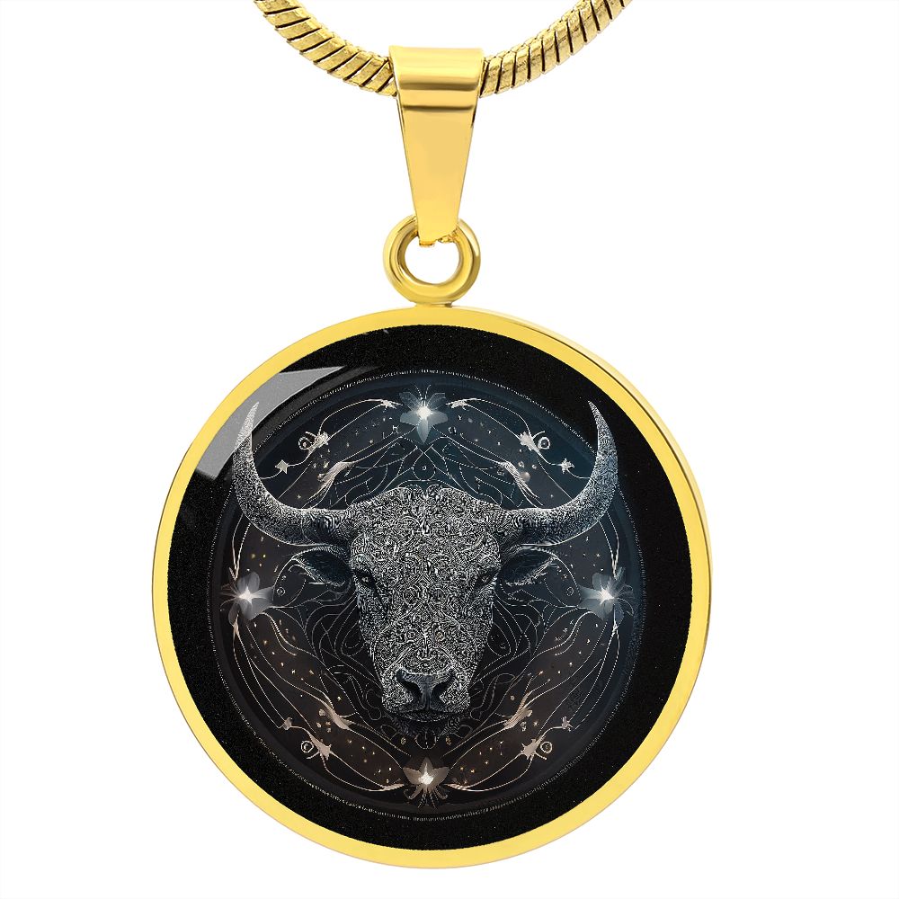 Taurus Zodiac Jewelry Pendant Necklace in Liquid Glass - Can be Personalized with Engraving - Horoscope Birthdates April 20 - May 20