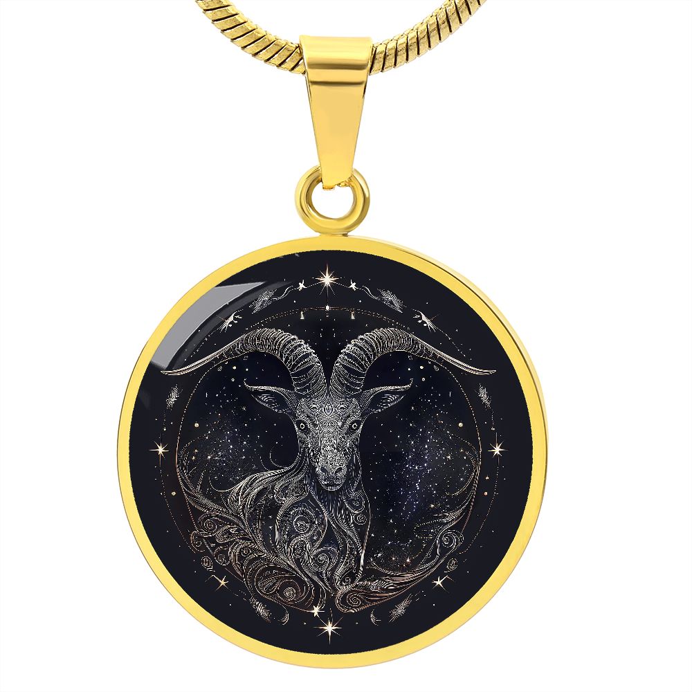 Zodiac Capricorn Jewelry Pendant Necklace in Liquid Glass  Personalized with Engraving Option  Horoscope Birthdates December 22 to January 19